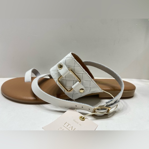 NEW L'artigiano Lucchese Women’s Toe Loop Sandals White Made in Italy Size 7.5 - Picture 7 of 8